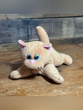 Vintage Tonka POUND PUR-R-IES "Orange Tabby Cat"  6" Plush , Red Ribbon Collar